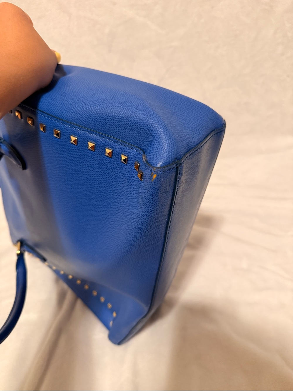 Russet Studded Leather Tote Bag with Tassel - Picture 7 of 16